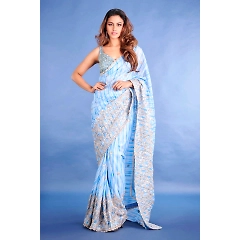 Georgette Saree with Heavy Embroidery & Zari Work