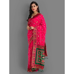 Soft Silk Two-Tone Saree with Heavy Embroidery and Diamond Work