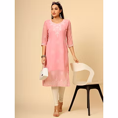 Lucknowi Chickenkari Georgette Kurti - 6 Colors Available