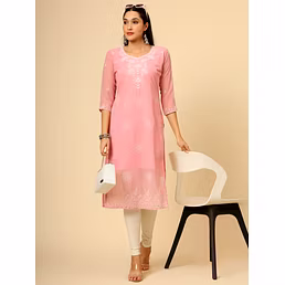 Lucknowi Chickenkari Georgette Kurti - 6 Colors Available