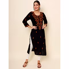 Lucknowi Chickenkari Rayon Kurti - 42