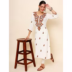 Lucknowi Chickenkari Rayon Kurti - 42