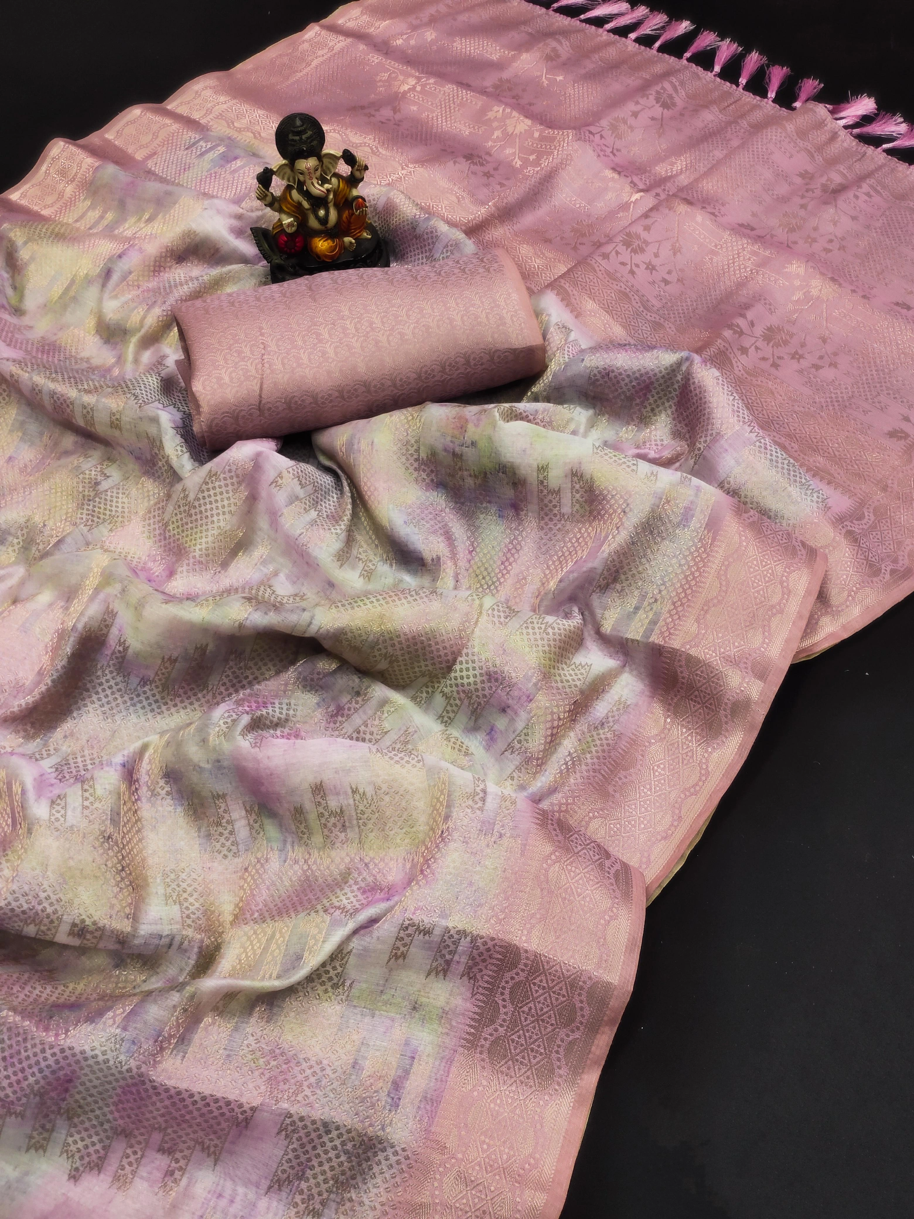 Premium Prism Pattern Silk Sarees: Exquisite Digital Weave Collection-Lavander-2