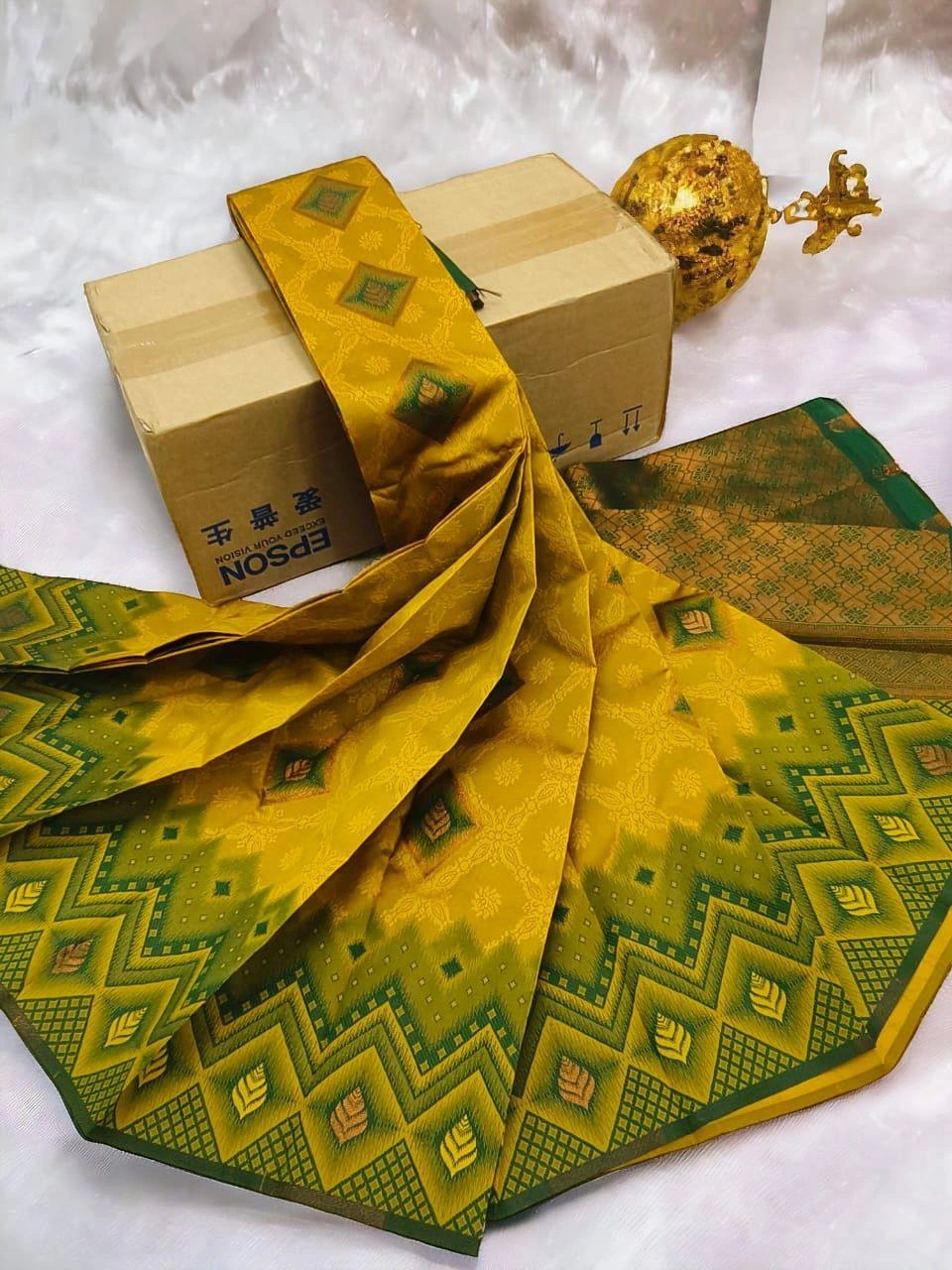 Kubera Elite Meena Silk Saree: Elegant, Lightweight, and Luxurious-Yellow-2