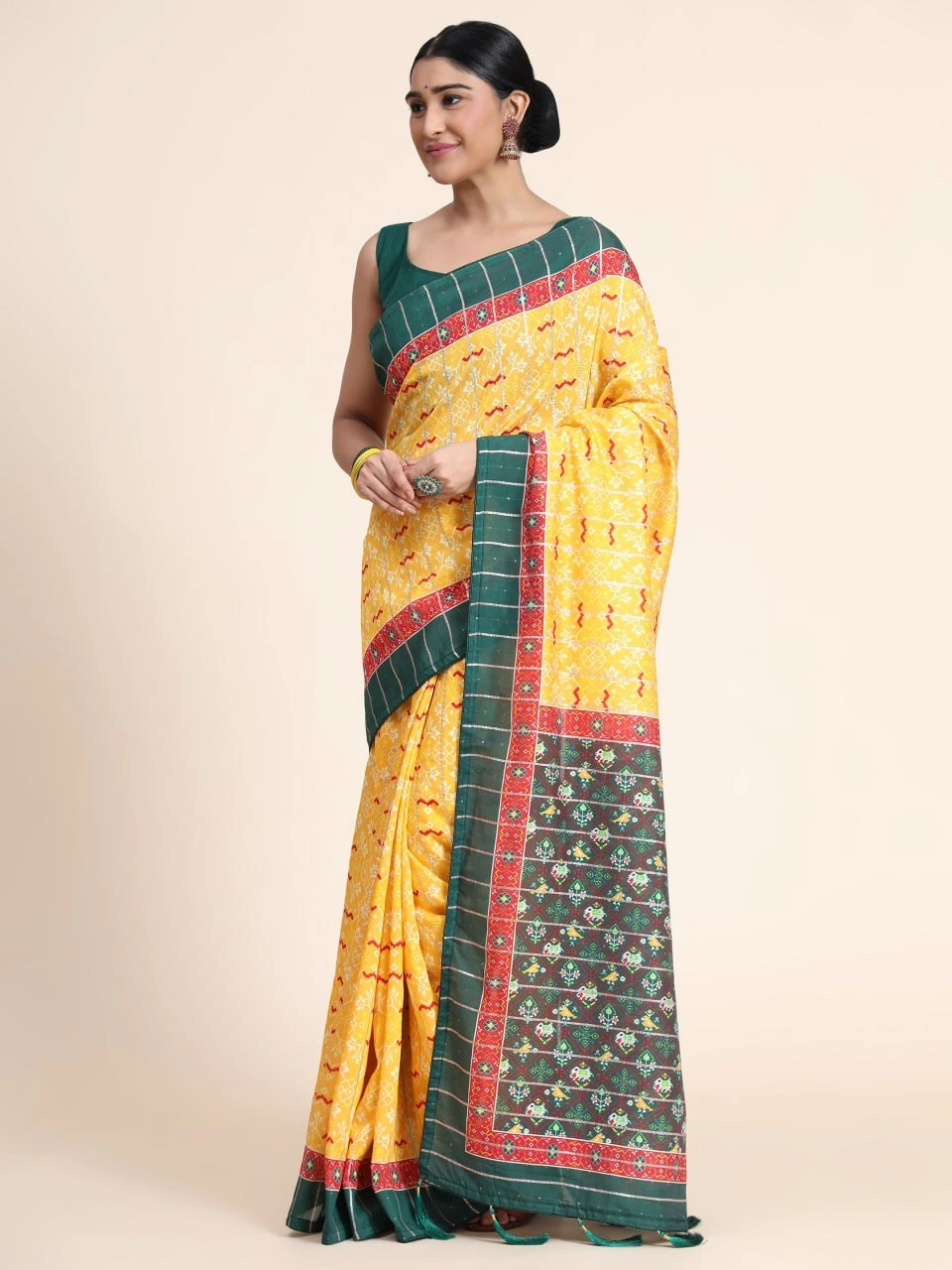 Chanderi Cotton Saree with Silk Blouse - Elegant and Vibrant!-Yellow-1