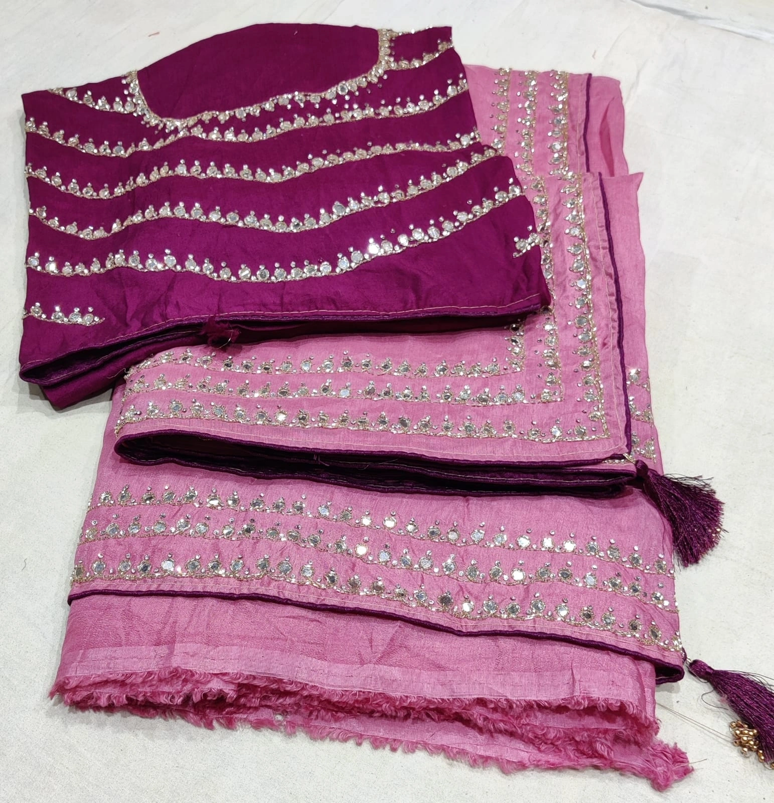 Rose Jaipuri Silk Saree with Handcrafted Border Work-NSD-25-Pink