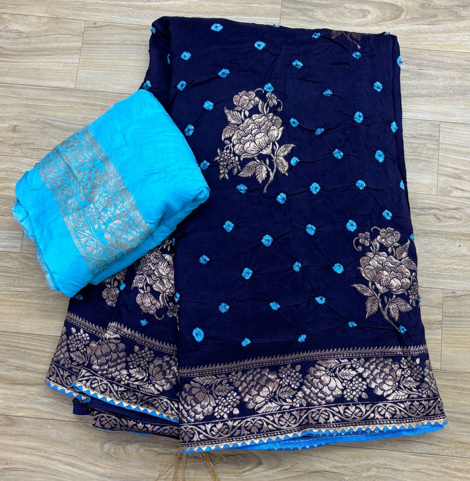 Pure Dola Silk Saree with Stunning Zari Design-Navy Blue-1