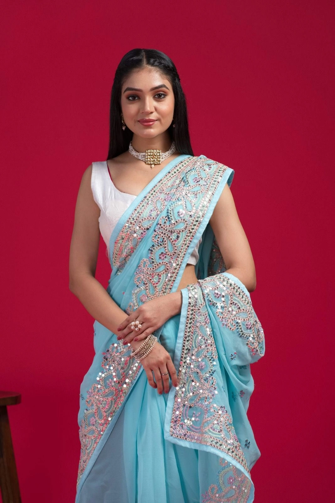 Summer Breeze Sarees: Soft, Light, and Chic-Sky Blue-1