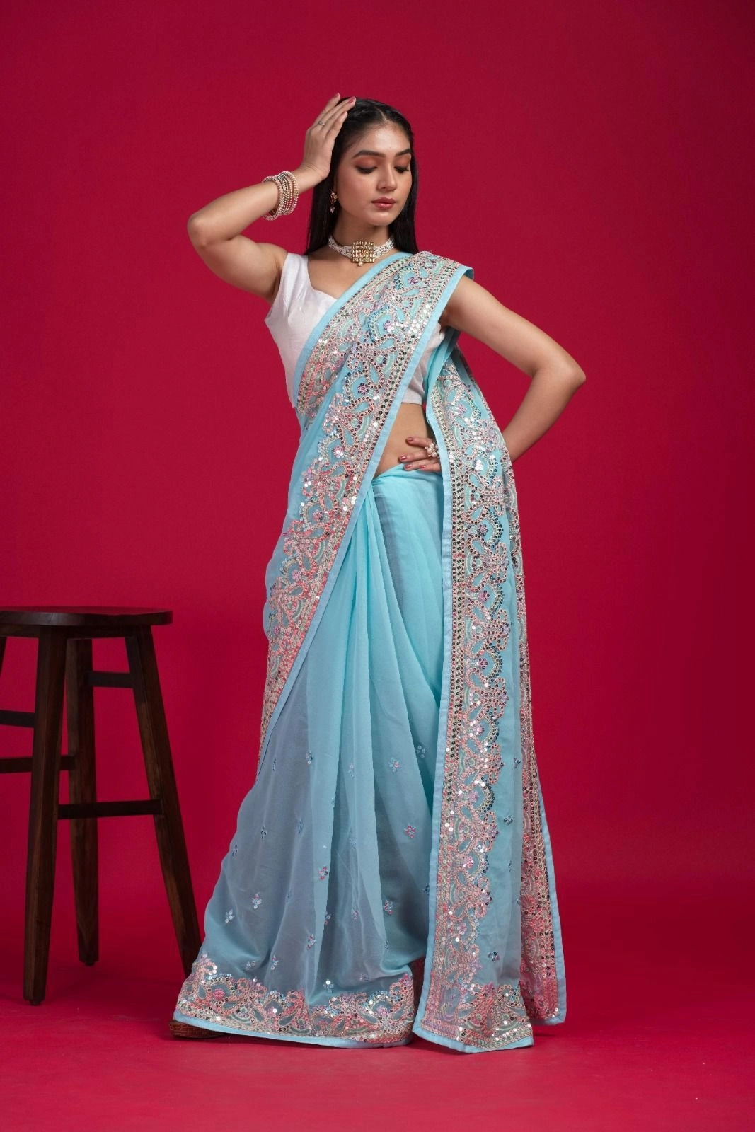 Summer Breeze Sarees: Soft, Light, and Chic-Sky Blue-2