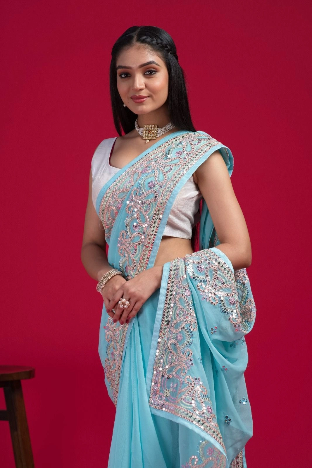 Summer Breeze Sarees: Soft, Light, and Chic-Sky Blue-3