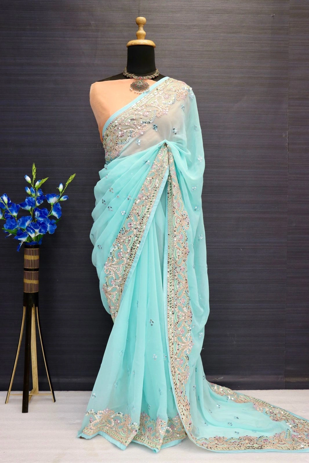 Summer Breeze Sarees: Soft, Light, and Chic-Sky Blue-4