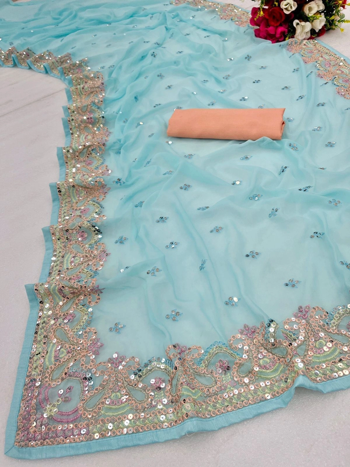 Summer Breeze Sarees: Soft, Light, and Chic-Sky Blue-5