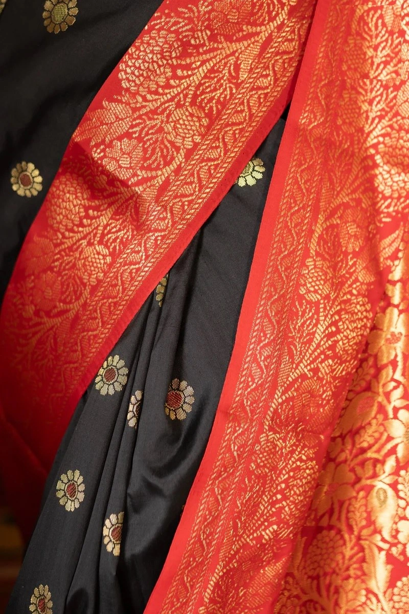 Banarasi Soft Silk Saree - Elegant, Lightweight, and Perfectly Colored-Black-4