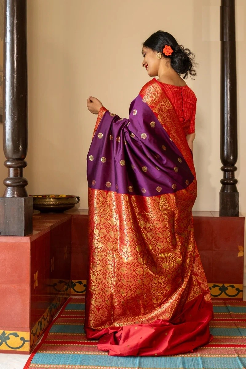 Banarasi Soft Silk Saree - Elegant, Lightweight, and Perfectly Colored-Wine-4