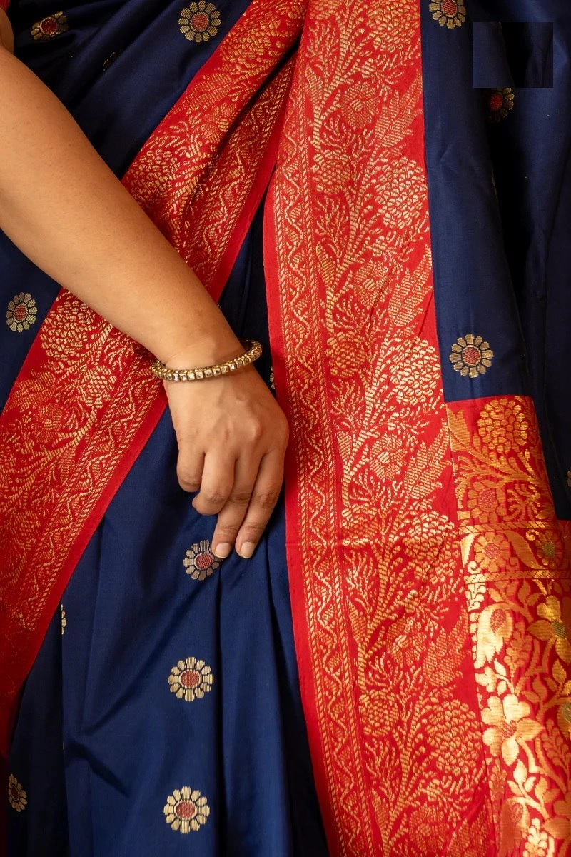 Banarasi Soft Silk Saree - Elegant, Lightweight, and Perfectly Colored-Blue-5