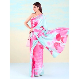 Regal Appeal: Heavy Japan Satin Saree with Printed Design