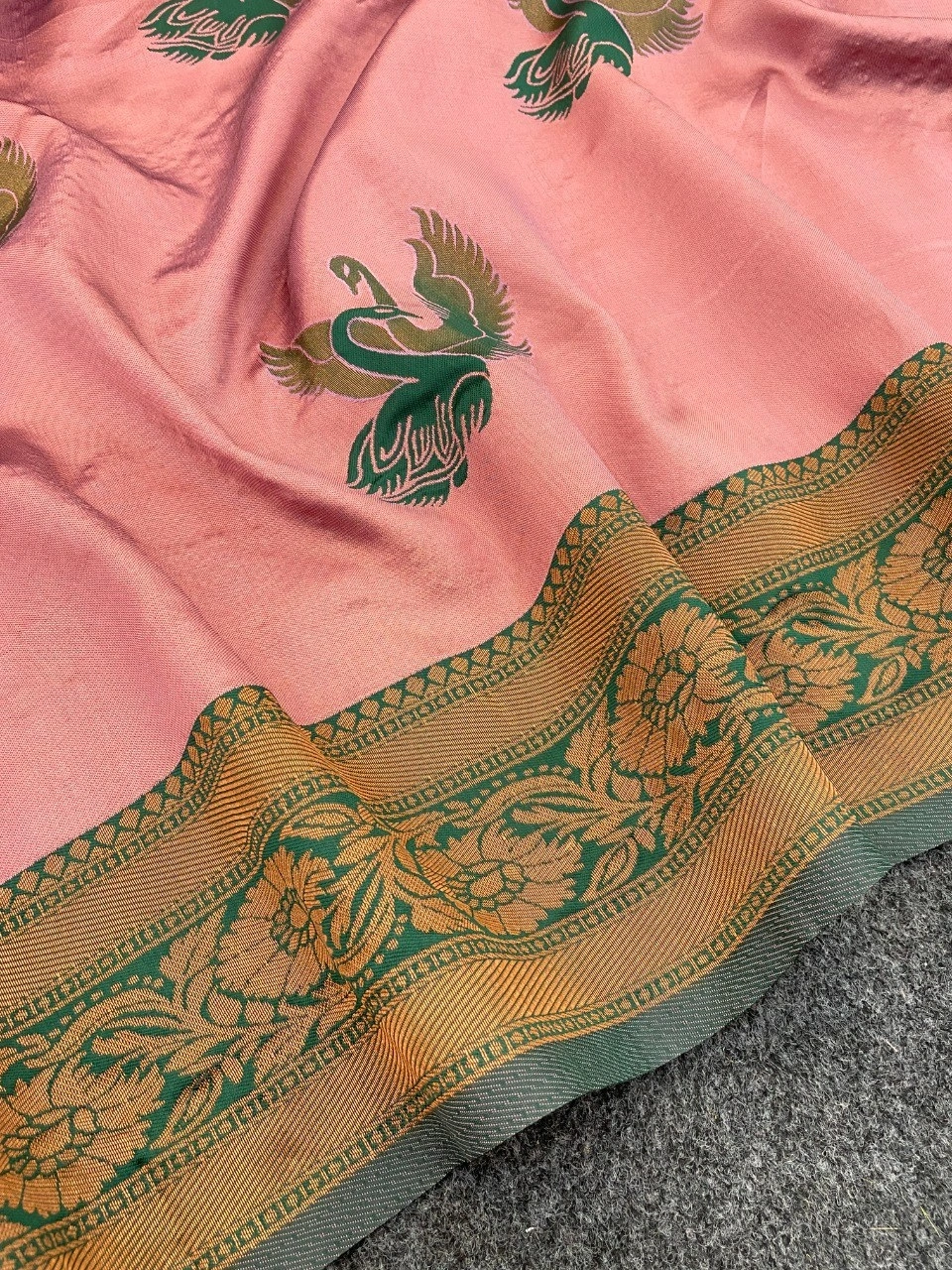 Banarasi Silk Saree with Stunning Zari Work-Peach-1