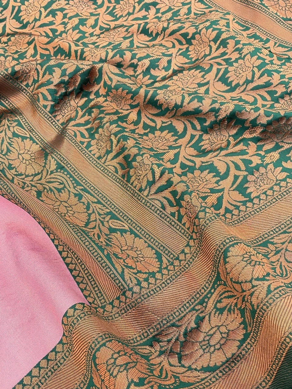 Banarasi Silk Saree with Stunning Zari Work-Peach-2