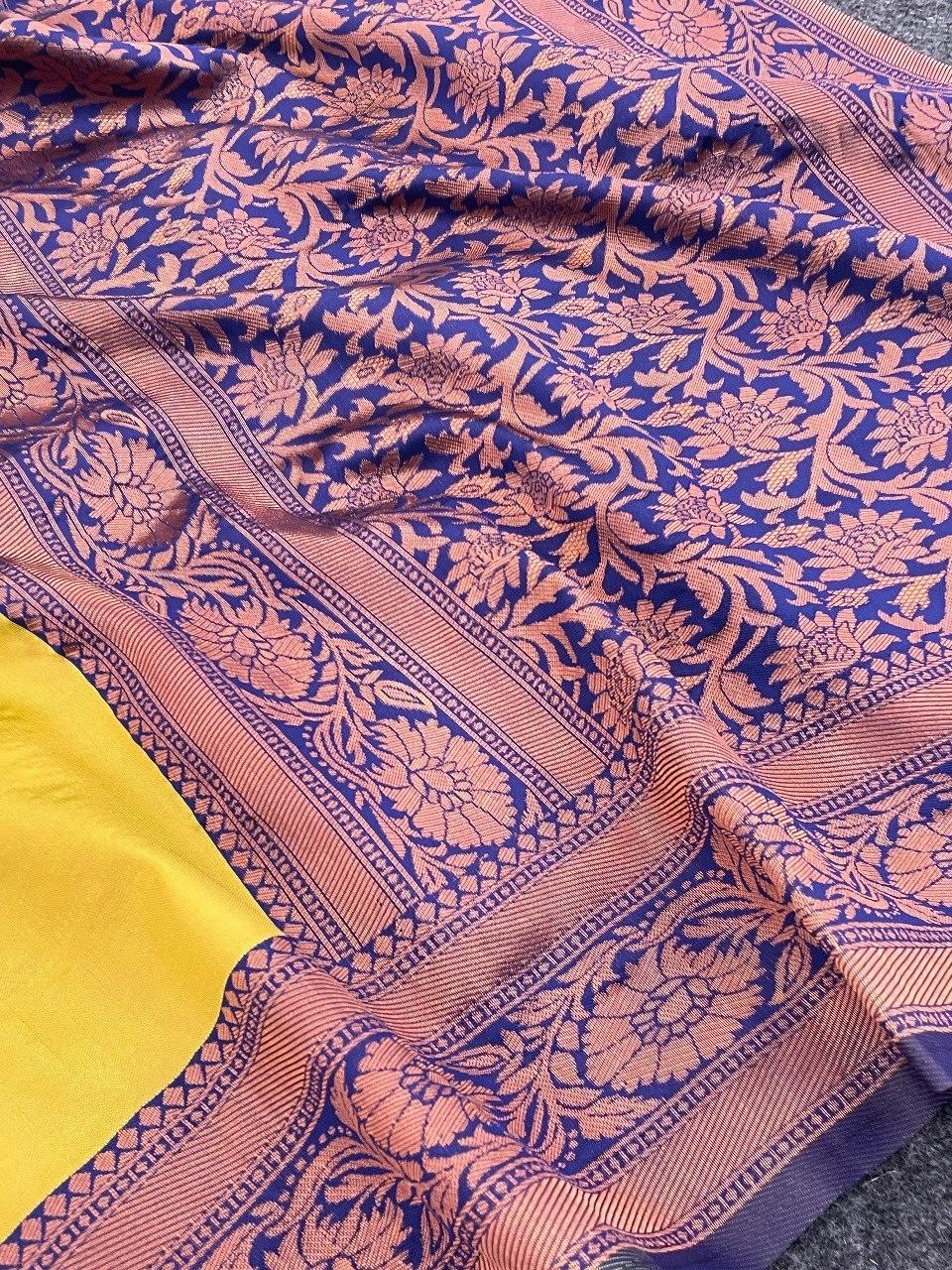 Banarasi Silk Saree with Stunning Zari Work-Lemon-2