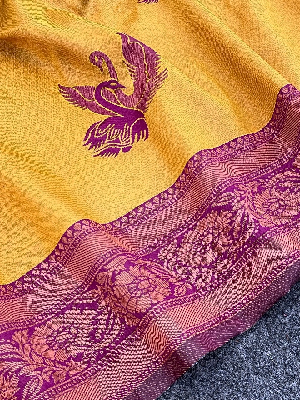 Banarasi Silk Saree with Stunning Zari Work-Yellow-1