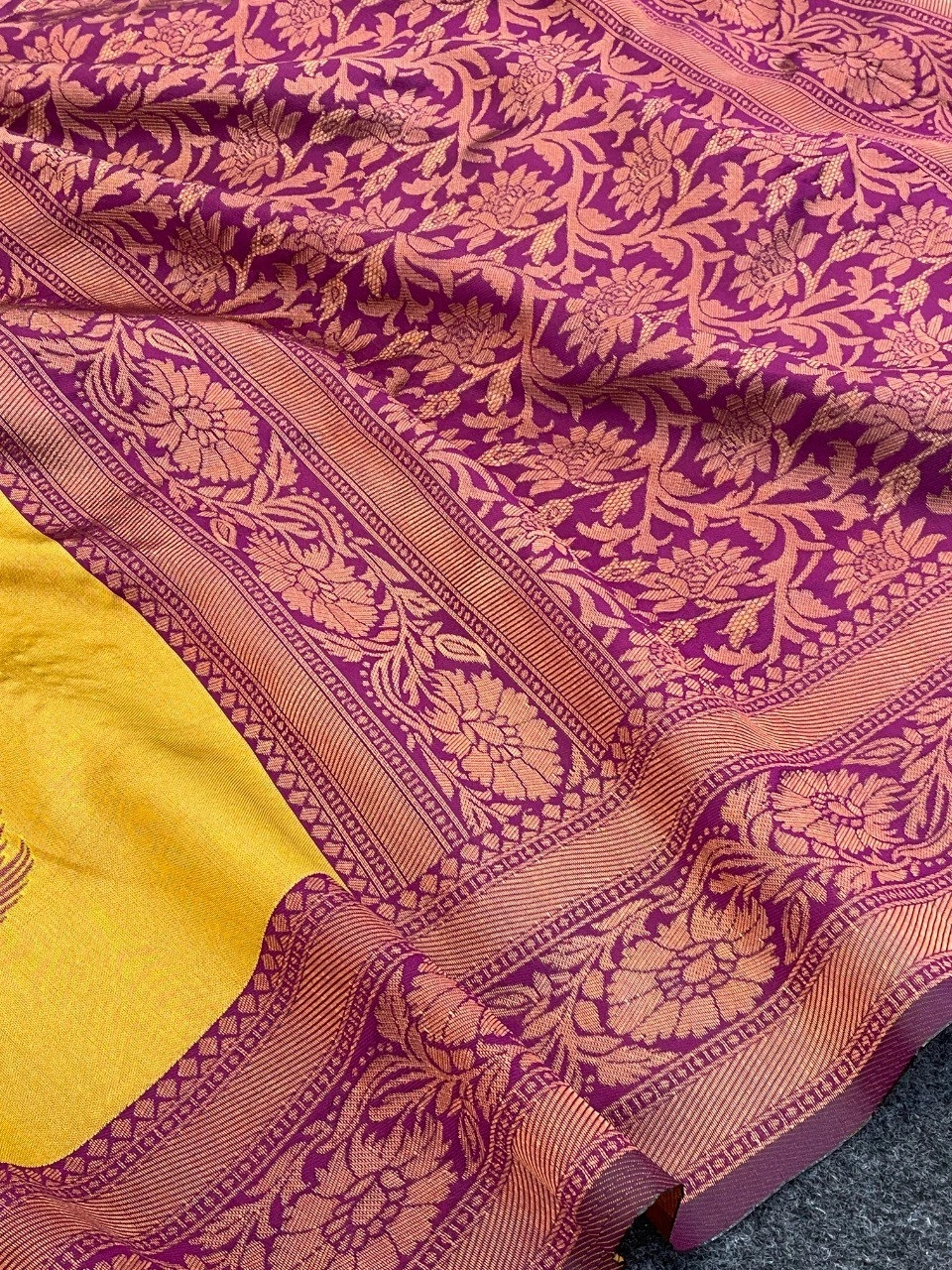 Banarasi Silk Saree with Stunning Zari Work-Yellow-2