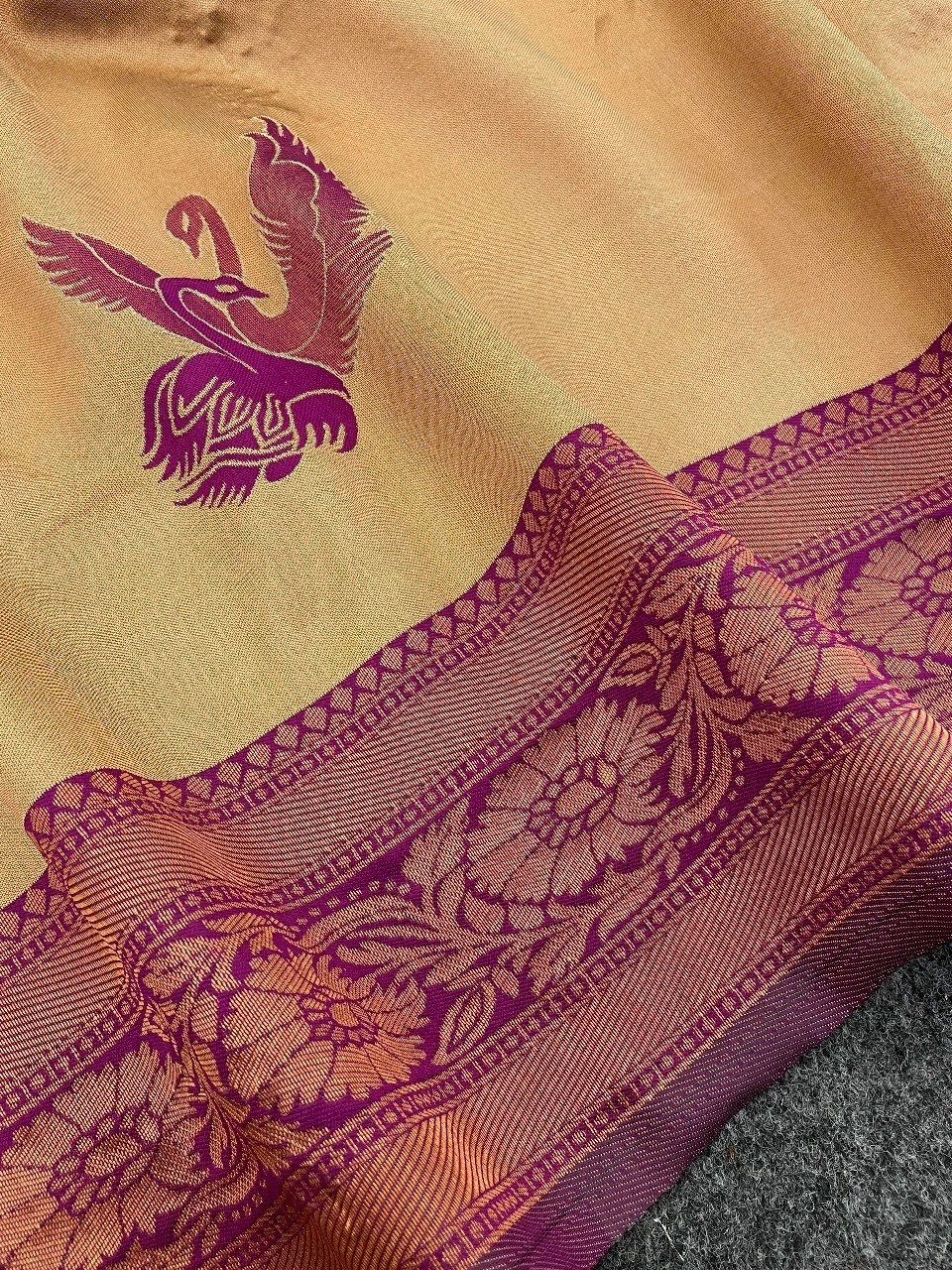 Banarasi Silk Saree with Stunning Zari Work-Beige-1