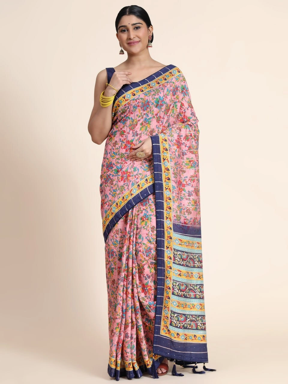 Chanderi Cotton Saree with Silk Blouse - Vibrant Digital Print-RSC-PANETAR-121-Pink