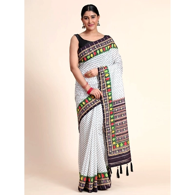 YNF Chanderi Cotton Saree with Silk Blouse - Vibrant Digital Print