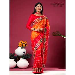 YNF Chinon Padding Soft Silk Saree with Embroidery and Diamond Work