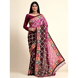 YNF Chinon Padding Soft Silk Saree with Embroidery and Diamond Work