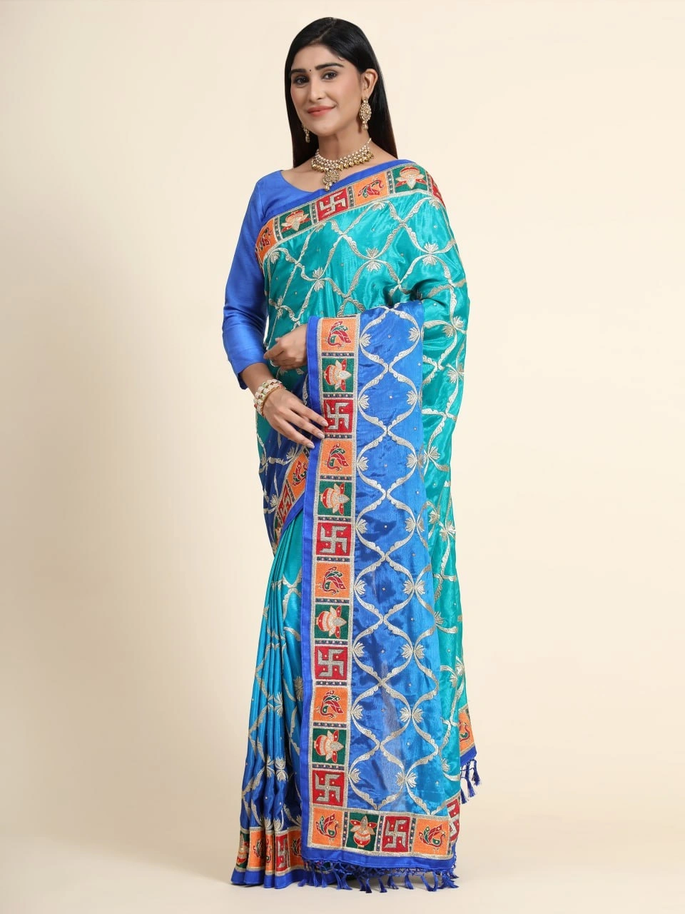 Chinon Soft Silk Saree with Embroidery and Diamond Work-RSC-PANETAR-128-Rama