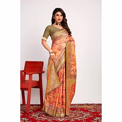 Pure Pashmina Silk Saree: Exquisite Weaving and Colorful Meena Work