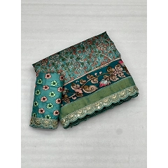 Tusser Silk: Stunning Kalamkari Print with Embroidery & Sequins
