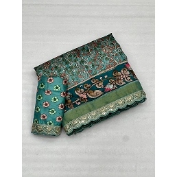 Tusser Silk: Stunning Kalamkari Print with Embroidery &amp; Sequins