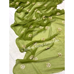 Exquisite Diamond Chiffon Saree: Stunning, Intricate Work, Multiple Colors