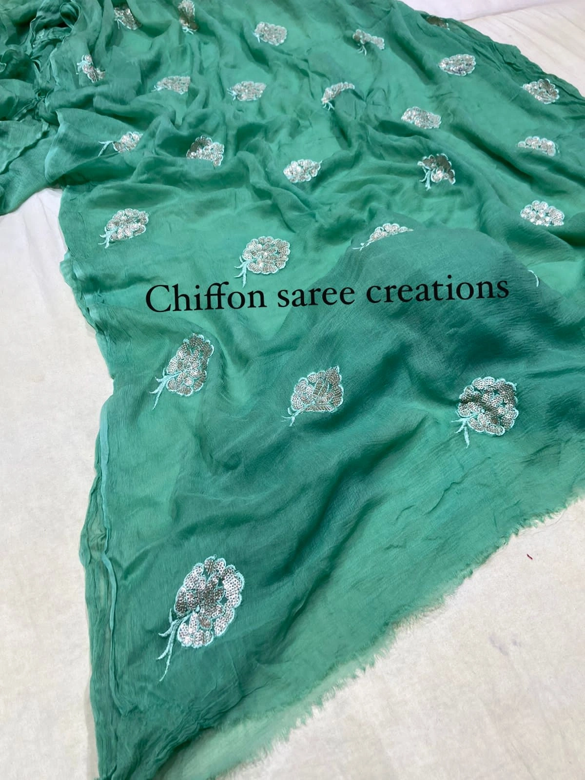 Exquisite Diamond Chiffon Saree: Stunning, Intricate Work, Multiple Colors-NSD-30-Rama