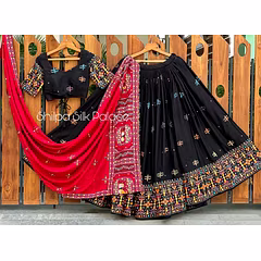 Muslin Cotton Lehenga Set with Real Mirror Work - Complete Ensemble