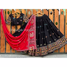 Muslin Cotton Lehenga Set with Real Mirror Work - Complete Ensemble
