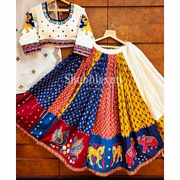 Muslin Cotton Lehenga Set with Real Mirror Work - Complete Ensemble