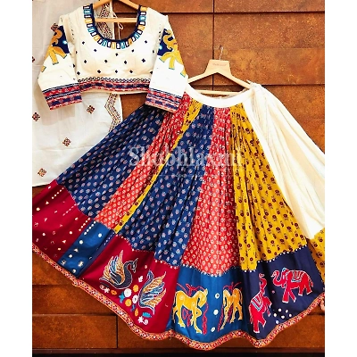 YNF Muslin Cotton Lehenga Set with Real Mirror Work - Complete Ensemble