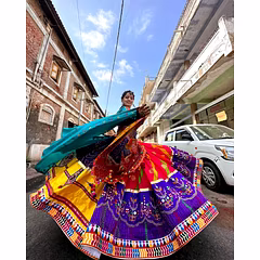Printed Cotton Lehenga Set with Mirror Embellishments