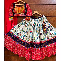 Muslin Cotton Lehenga Set with Real Mirror Work - Complete Ensemble