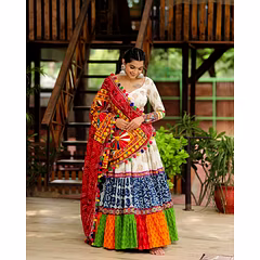 Muslin Cotton Lehenga Set with Real Mirror Work - Complete Ensemble