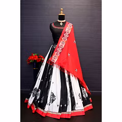 Muslin Cotton Lehenga Set with Real Mirror Work - Complete Ensemble