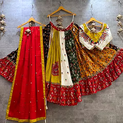 Muslin Cotton Lehenga Set with Real Mirror Work - Complete Ensemble