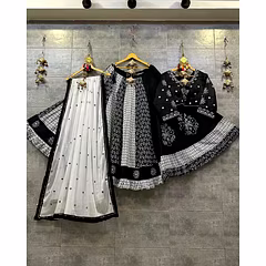 Muslin Cotton Lehenga Set with Real Mirror Work - Complete Ensemble
