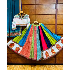 Muslin Cotton Lehenga Set with Real Mirror Work - Complete Ensemble