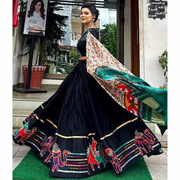 Muslin Cotton Lehenga Set with Real Mirror Work - Complete Ensemble