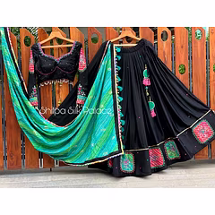 Muslin Cotton Lehenga Set with Real Mirror Work - Complete Ensemble