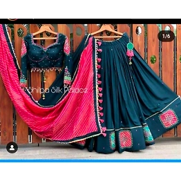 YNF Muslin Cotton Lehenga Set with Real Mirror Work - Complete Ensemble